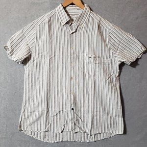 🚫SOLD🚫LACOSTE modern fit linen blend stripped button down shirt mens size